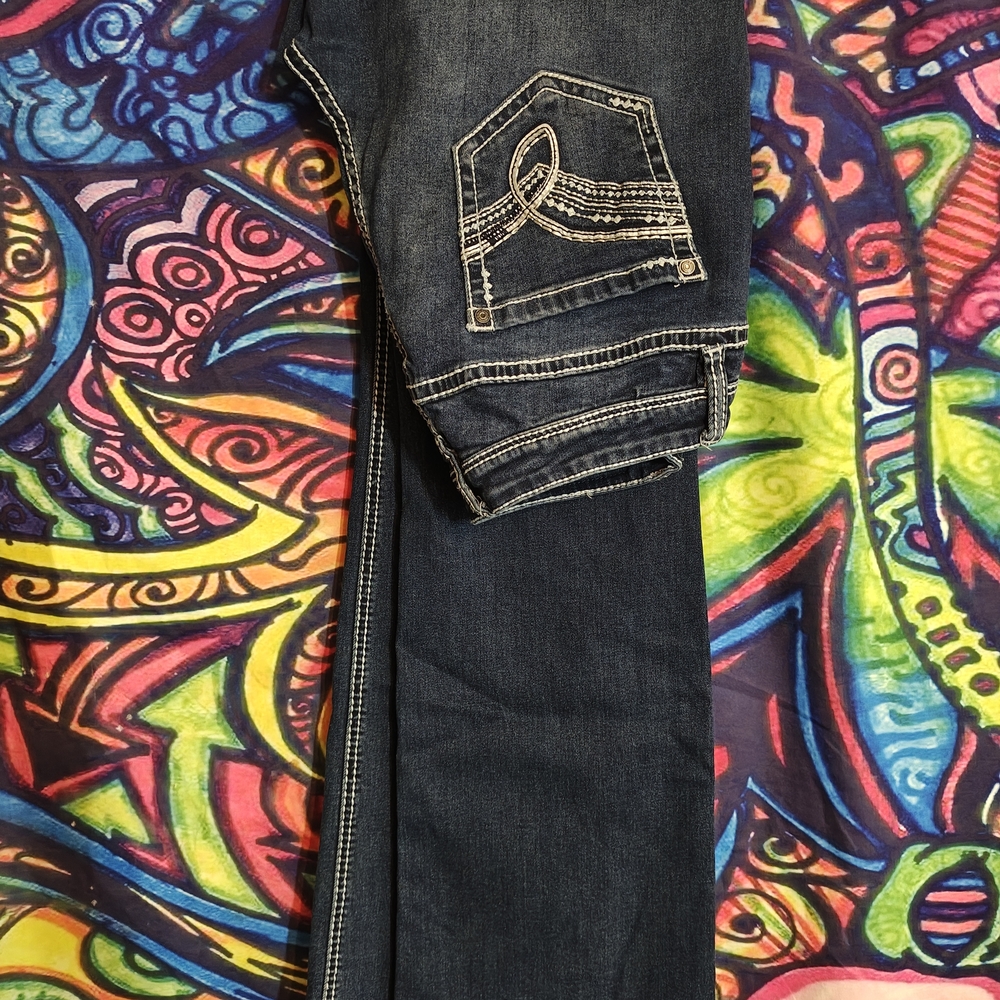Women's Boot Cut Jeans - Dark Blue - Picture 2 of 5